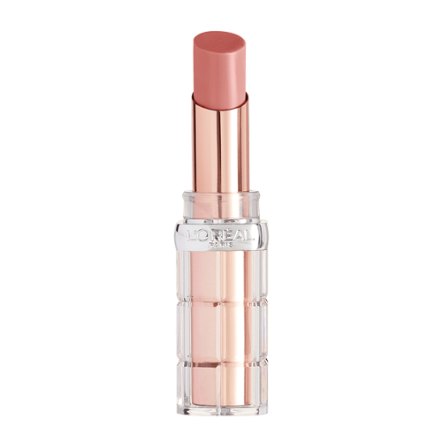 L'Oreal Paris lipstick with a clear textured tube and muted pink shade.